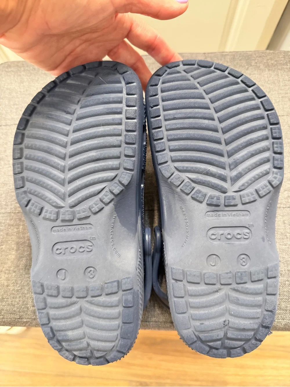 Kids Navy Crocs (superhero charms included)